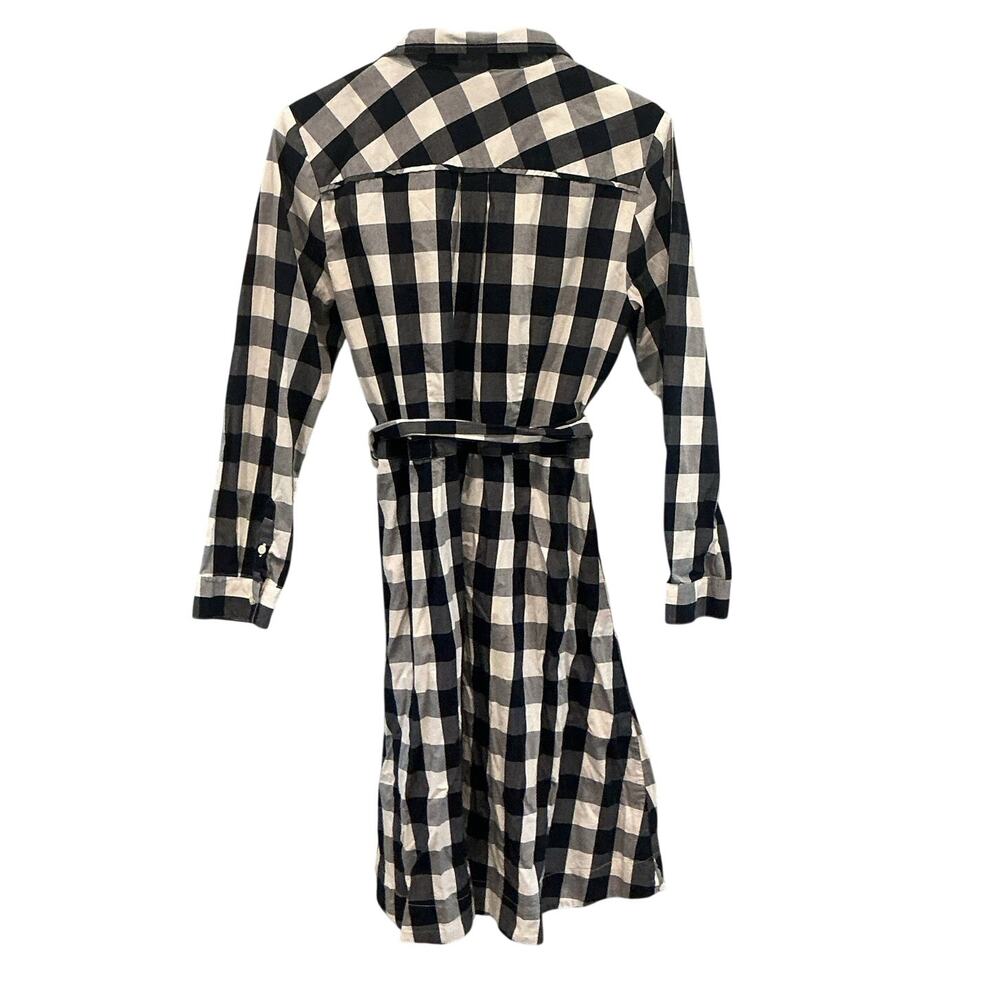 JCrew Womens Poplin Tie Waist Shirt Dress Navy Blue Gingham Preppy Spring Sz 12 - Picture 7 of 13